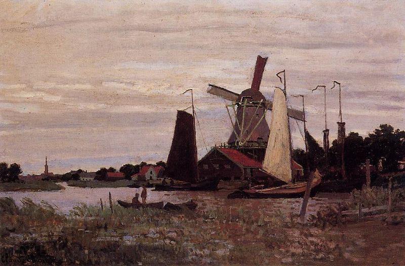 Claude Monet A Windmill at Zaandam Norge oil painting art